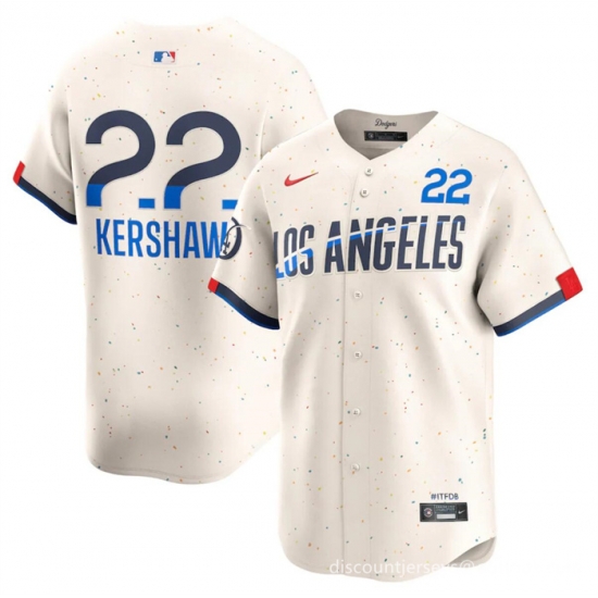 Youth Los Angeles Dodgers 22 Clayton Kershaw Cream 2024 City Connect Limited Stitched Baseball Jersey Youth Los Angeles Dodgers 22 Clayton Kershaw Cream 2024 City Connect Limited Stitched Baseball Jersey