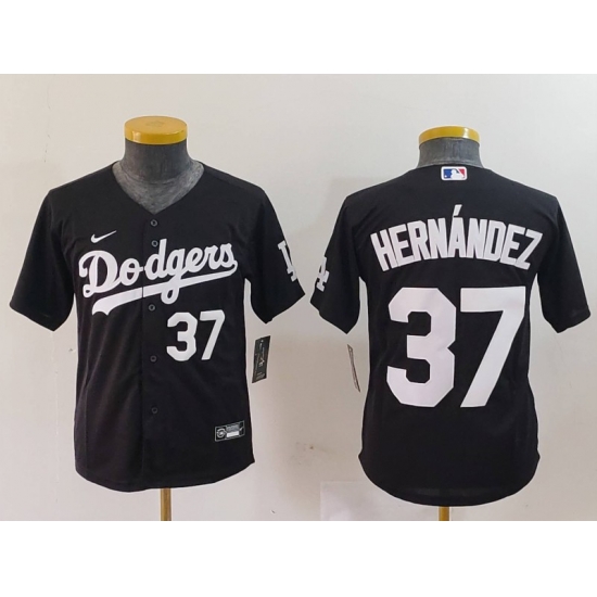 Youth Los Angeles Dodgers 37 Teoscar Hernandez Black Stitched Baseball Jersey 1 Youth Los Angeles Dodgers 37 Teoscar Hernandez Black Stitched Baseball Jersey 1
