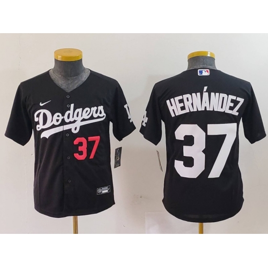 Youth Los Angeles Dodgers 37 Teoscar Hernandez Black Stitched Baseball Jersey 2 Youth Los Angeles Dodgers 37 Teoscar Hernandez Black Stitched Baseball Jersey 2