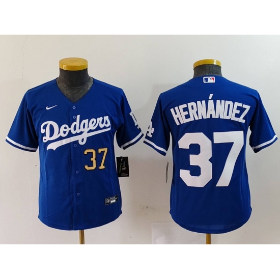 Youth Los Angeles Dodgers 37 Teoscar Hernandez Blue Stitched Baseball Jersey 3 Youth Los Angeles Dodgers 37 Teoscar Hernandez Blue Stitched Baseball Jersey 3