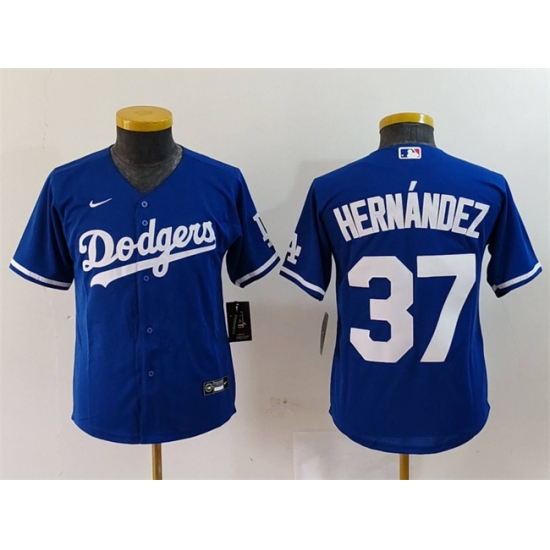 Youth Los Angeles Dodgers 37 Teoscar Hernandez Blue Stitched Baseball Jersey Youth Los Angeles Dodgers 37 Teoscar Hernandez Blue Stitched Baseball Jersey