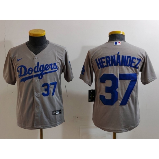 Youth Los Angeles Dodgers 37 Teoscar Hernandez Grey Stitched Baseball Jersey 3 Youth Los Angeles Dodgers 37 Teoscar Hernandez Grey Stitched Baseball Jersey 3