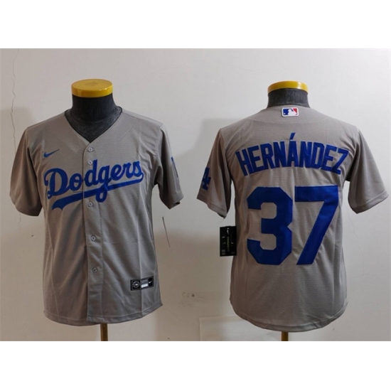 Youth Los Angeles Dodgers 37 Teoscar Hernandez Grey Stitched Baseball Jersey Youth Los Angeles Dodgers 37 Teoscar Hernandez Grey Stitched Baseball Jersey