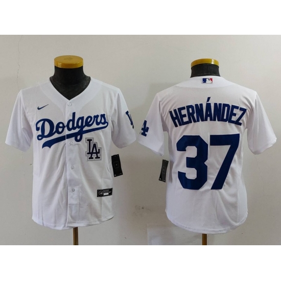 Youth Los Angeles Dodgers 37 Teoscar Hernandez White Stitched Baseball Jersey 1 Youth Los Angeles Dodgers 37 Teoscar Hernandez White Stitched Baseball Jersey 1