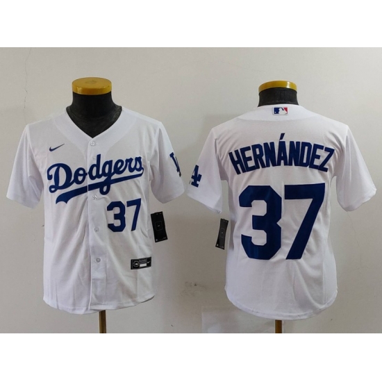 Youth Los Angeles Dodgers 37 Teoscar Hernandez White Stitched Baseball Jersey 2 Youth Los Angeles Dodgers 37 Teoscar Hernandez White Stitched Baseball Jersey 2