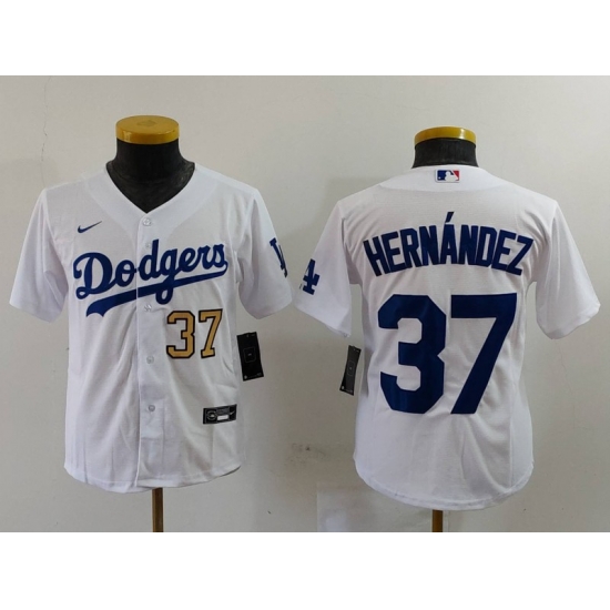 Youth Los Angeles Dodgers 37 Teoscar Hernandez White Stitched Baseball Jersey 5 Youth Los Angeles Dodgers 37 Teoscar Hernandez White Stitched Baseball Jersey 5