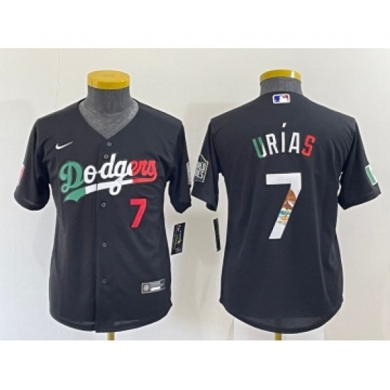 Youth Los Angeles Dodgers #7 Julio Urias Black Mexico Number 2020 World Series Cool Base Nike Jersey Youth Los Angeles Dodgers #7 Julio Urias Black Mexico Number 2020 World Series Cool Base Nike Jersey