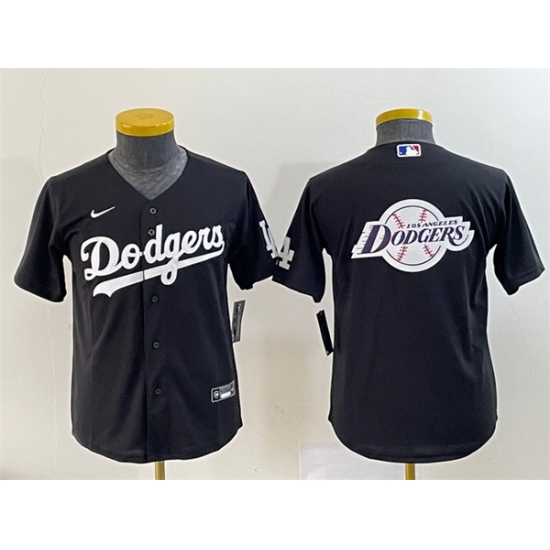 Youth Los Angeles Dodgers Black Team Big Logo Stitched Baseball Jersey Youth Los Angeles Dodgers Black Team Big Logo Stitched Baseball Jersey