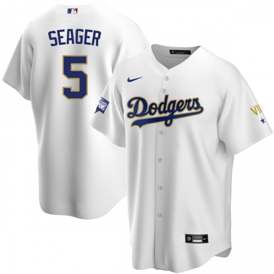 Youth Los Angeles Dodgers Corey Seager 5 Championship Gold Trim White Limited All Stitched Cool Base Jersey Youth Los Angeles Dodgers Corey Seager 5 Championship Gold Trim White Limited All Stitched Cool Base Jersey