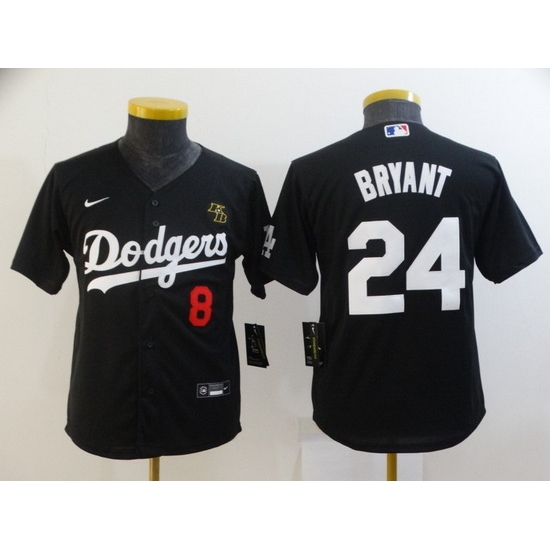 Youth Los Angeles Dodgers Front 8 Back 24 Kobe Bryant With KB Patch Black Cool Base Stitched MLB Jersey Youth Los Angeles Dodgers Front 8 Back 24 Kobe Bryant With KB Patch Black Cool Base Stitched MLB Jersey