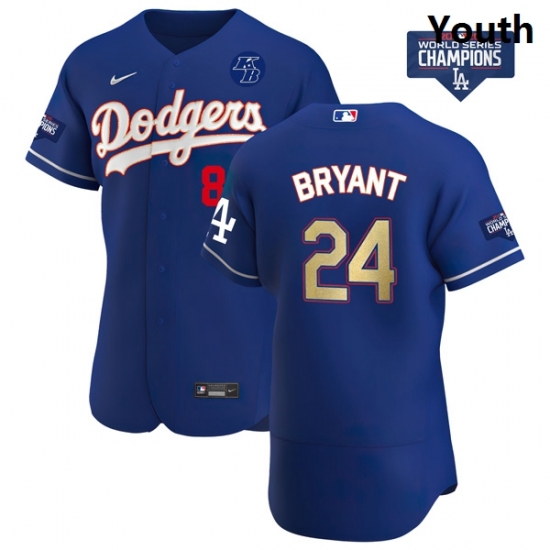 Youth Los Angeles Dodgers Kobe Bryant Gold Program Designed Edition Blue Flex Base Stitched Jersey Youth Los Angeles Dodgers Kobe Bryant Gold Program Designed Edition Blue Flex Base Stitched Jersey