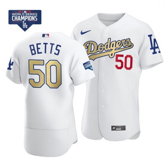 Youth Los Angeles Dodgers Mookie Betts 50 Gold Program White Flex Base Stitched Jersey Youth Los Angeles Dodgers Mookie Betts 50 Gold Program White Flex Base Stitched Jersey