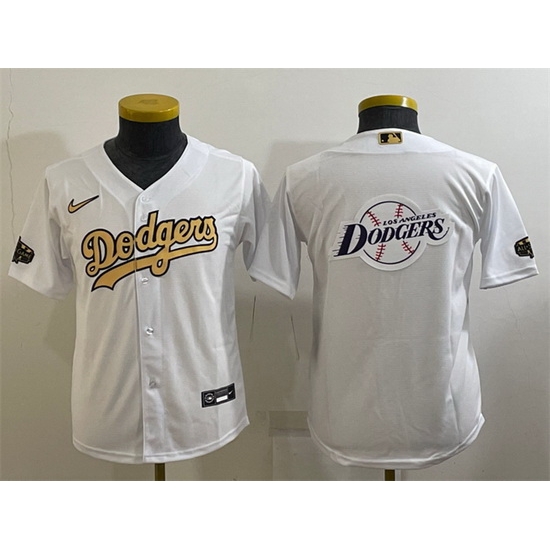 Youth Los Angeles Dodgers White Gold Team Big Logo Stitched Baseball Jersey Youth Los Angeles Dodgers White Gold Team Big Logo Stitched Baseball Jersey