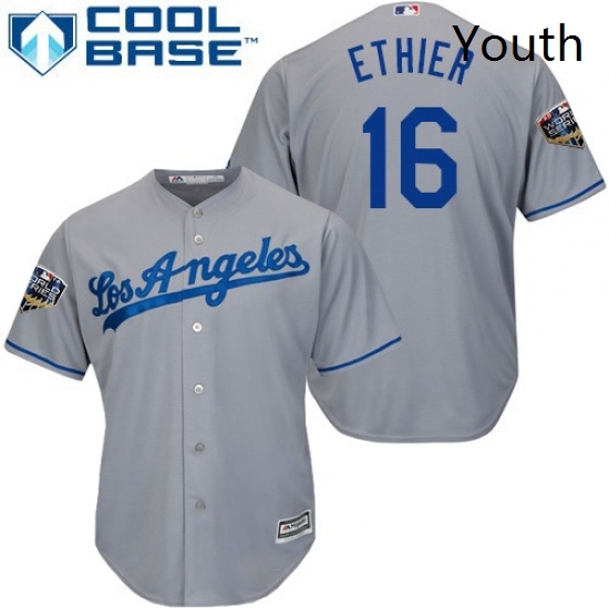 Youth Majestic Los Angeles Dodgers 16 Andre Ethier Authentic Grey Road Cool Base 2018 World Series MLB Jersey Youth Majestic Los Angeles Dodgers 16 Andre Ethier Authentic Grey Road Cool Base 2018 World Series MLB Jersey