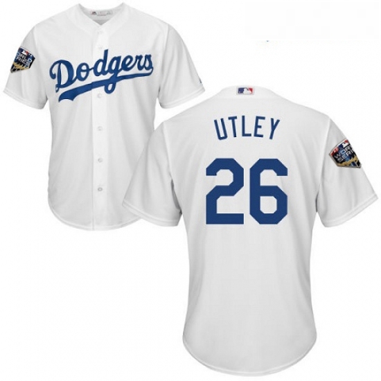 Youth Majestic Los Angeles Dodgers 26 Chase Utley Authentic White Home Cool Base 2018 World Series MLB Jersey Youth Majestic Los Angeles Dodgers 26 Chase Utley Authentic White Home Cool Base 2018 World Series MLB Jersey