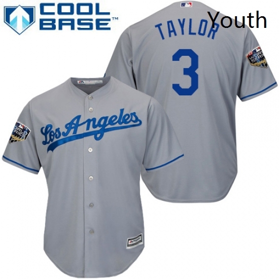 Youth Majestic Los Angeles Dodgers 3 Chris Taylor Authentic Grey Road Cool Base 2018 World Series MLB Jersey Youth Majestic Los Angeles Dodgers 3 Chris Taylor Authentic Grey Road Cool Base 2018 World Series MLB Jersey