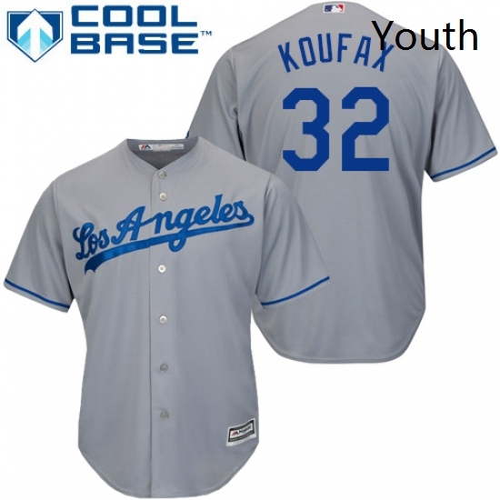 Youth Majestic Los Angeles Dodgers 32 Sandy Koufax Authentic Grey Road Cool Base MLB Jersey Youth Majestic Los Angeles Dodgers 32 Sandy Koufax Authentic Grey Road Cool Base MLB Jersey