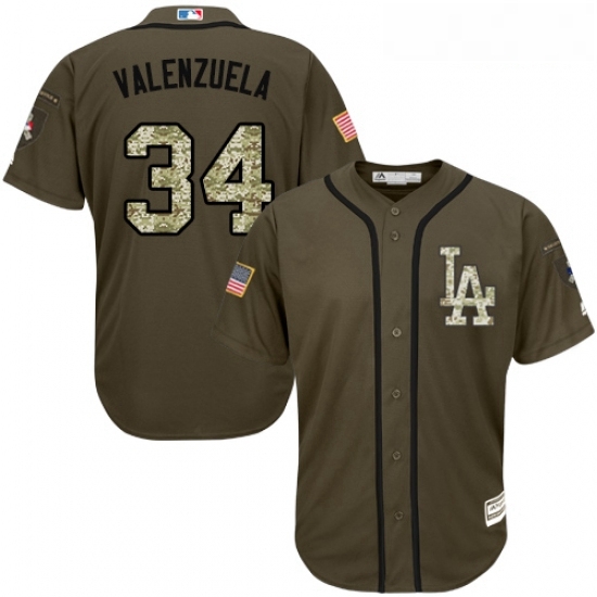 Youth Majestic Los Angeles Dodgers 34 Fernando Valenzuela Authentic Green Salute to Service MLB Jersey Youth Majestic Los Angeles Dodgers 34 Fernando Valenzuela Authentic Green Salute to Service MLB Jersey
