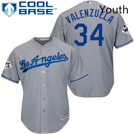 Youth Majestic Los Angeles Dodgers 34 Fernando Valenzuela Authentic Grey Road 2017 World Series Bound Cool Base MLB Jersey Youth Majestic Los Angeles Dodgers 34 Fernando Valenzuela Authentic Grey Road 2017 World Series Bound Cool Base MLB Jersey