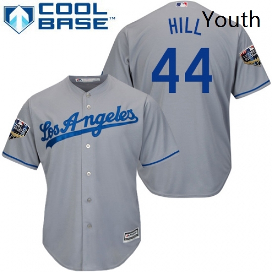Youth Majestic Los Angeles Dodgers 44 Rich Hill Authentic Grey Road Cool Base 2018 World Series MLB Jersey Youth Majestic Los Angeles Dodgers 44 Rich Hill Authentic Grey Road Cool Base 2018 World Series MLB Jersey