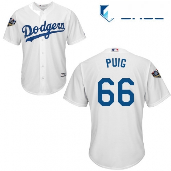 Youth Majestic Los Angeles Dodgers 66 Yasiel Puig Authentic White Home Cool Base 2018 World Series MLB Jersey Youth Majestic Los Angeles Dodgers 66 Yasiel Puig Authentic White Home Cool Base 2018 World Series MLB Jersey