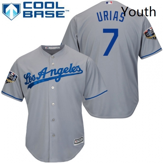 Youth Majestic Los Angeles Dodgers 7 Julio Urias Authentic Grey Road Cool Base 2018 World Series MLB Jersey Youth Majestic Los Angeles Dodgers 7 Julio Urias Authentic Grey Road Cool Base 2018 World Series MLB Jersey