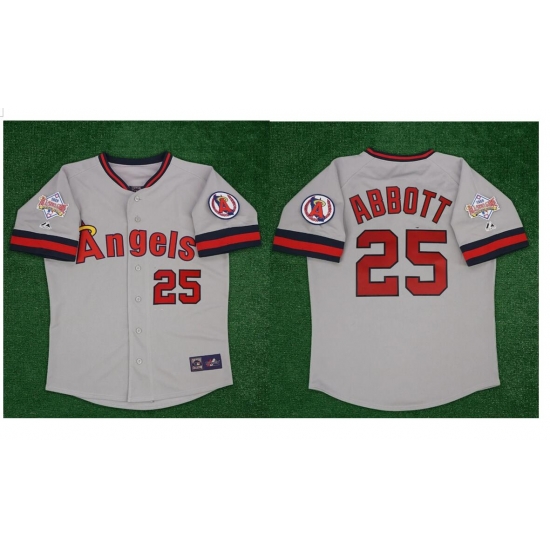 Men Angels Jim Abbott Gray 1989 all star #25 Stitched MLB Jersey Men Angels Jim Abbott Gray 1989 all star #25 Stitched MLB Jersey