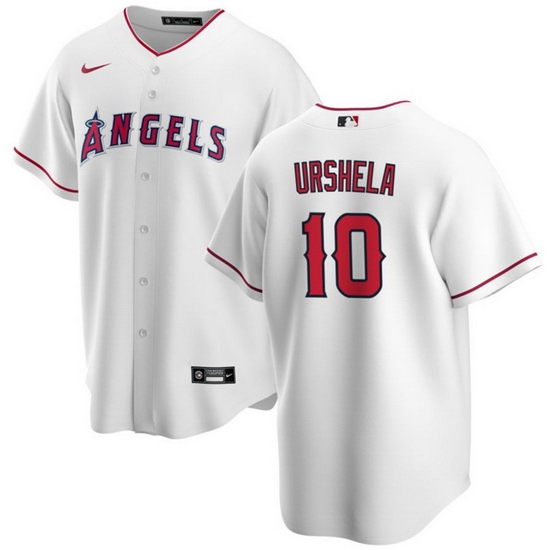 Men Los Angeles Angels 10 Gio Urshela White Cool Base Stitched Jersey Men Los Angeles Angels 10 Gio Urshela White Cool Base Stitched Jersey