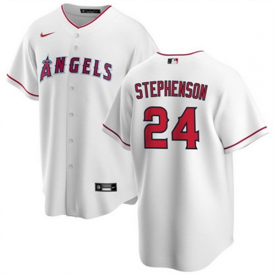 Men Los Angeles Angels 24 Robert Stephenson White Cool Base Stitched Baseball Jersey Men Los Angeles Angels 24 Robert Stephenson White Cool Base Stitched Baseball Jersey