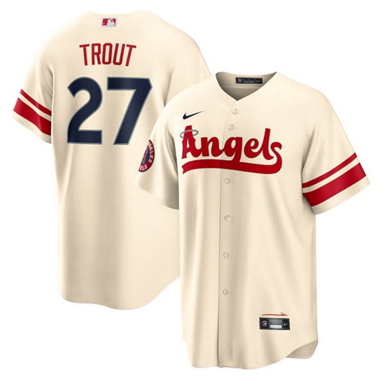 Men Los Angeles Angels 27 Mike Trout 2022 Cream City Connect Cool Base Stitched Jerseys Men Los Angeles Angels 27 Mike Trout 2022 Cream City Connect Cool Base Stitched Jerseys