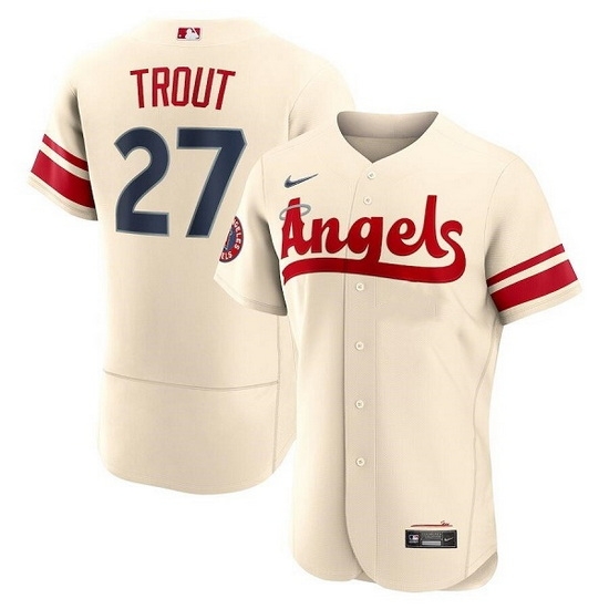 Men Los Angeles Angels 27 Mike Trout 2022 Cream City Connect Flex Base Stitched Jersey Men Los Angeles Angels 27 Mike Trout 2022 Cream City Connect Flex Base Stitched Jersey
