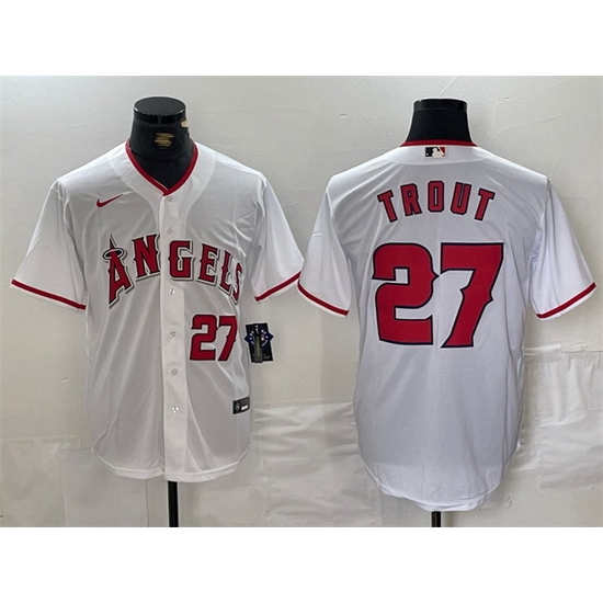 Men Los Angeles Angels 27 Mike Trout White Stitched Baseball Jersey Men Los Angeles Angels 27 Mike Trout White Stitched Baseball Jersey