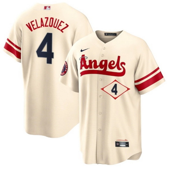 Men Los Angeles Angels 4 Andrew Velazquez 2022 Cream City Connect Cool Base Stitched Jerseyy Men Los Angeles Angels 4 Andrew Velazquez 2022 Cream City Connect Cool Base Stitched Jerseyy