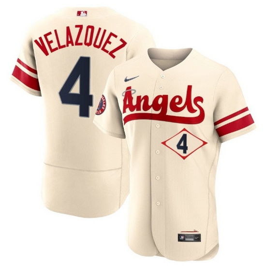 Men Los Angeles Angels 4 Andrew Velazquez 2022 Cream City Connect Flex Base Stitched Jersey Men Los Angeles Angels 4 Andrew Velazquez 2022 Cream City Connect Flex Base Stitched Jersey
