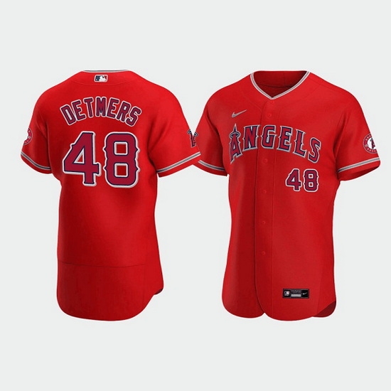 Men Los Angeles Angels 48 Reid Detmers Red Flex Base Stitched Jerse Men Los Angeles Angels 48 Reid Detmers Red Flex Base Stitched Jerse