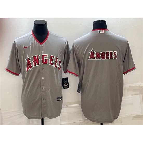 Men Los Angeles Angels Gray Team Big Logo Cool Base Stitched Jersey Men Los Angeles Angels Gray Team Big Logo Cool Base Stitched Jersey