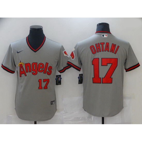 Men Men Los Angeles Angels 17 Ohtani Grey Game Throwback 2021 Nike MLB Jersey Men Men Los Angeles Angels 17 Ohtani Grey Game Throwback 2021 Nike MLB Jersey