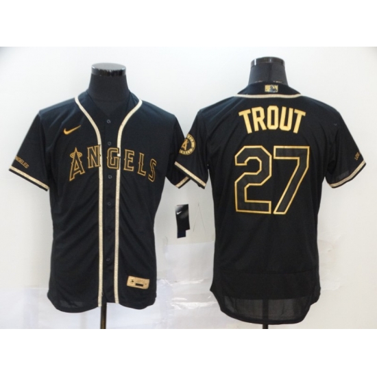 Men Nike Los Angeles Angels 27 Mike Trout Black Gold Cool Base Stitched Jersey Men Nike Los Angeles Angels 27 Mike Trout Black Gold Cool Base Stitched Jersey