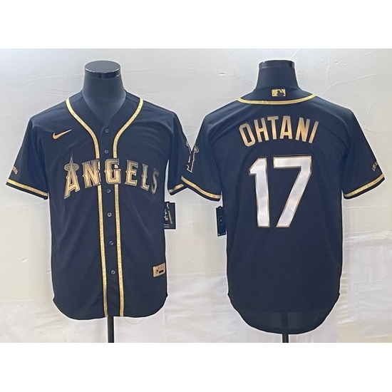 Men's Los Angeles Angels #17 Shohei Ohtani Black Gold Stitched MLB Cool Base Nike Jersey Men's Los Angeles Angels #17 Shohei Ohtani Black Gold Stitched MLB Cool Base Nike Jersey