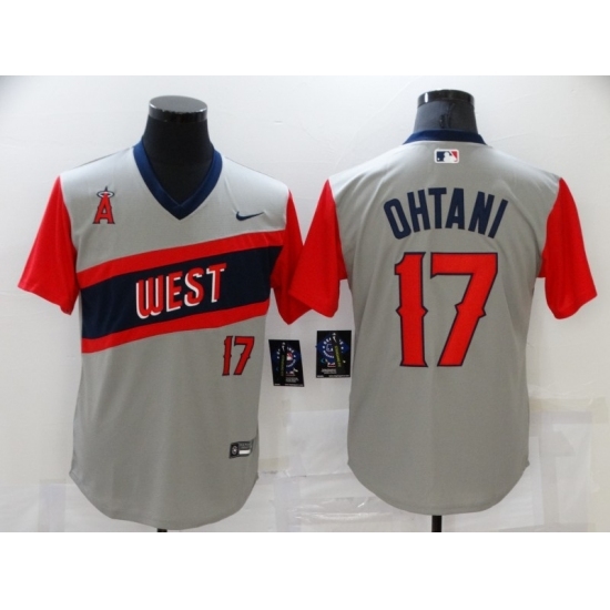 Men's Los Angeles Angels #17 Shohei Ohtani Gray Throwback Baseball Jersey Men's Los Angeles Angels #17 Shohei Ohtani Gray Throwback Baseball Jersey