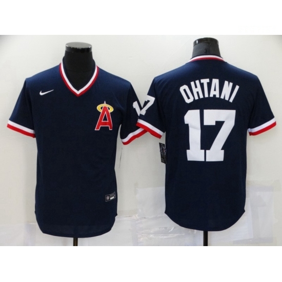 Men's Los Angeles Angels of Anaheim #17 Shohei Ohtani Navy Throwback Authentic Jersey Men's Los Angeles Angels of Anaheim #17 Shohei Ohtani Navy Throwback Authentic Jersey