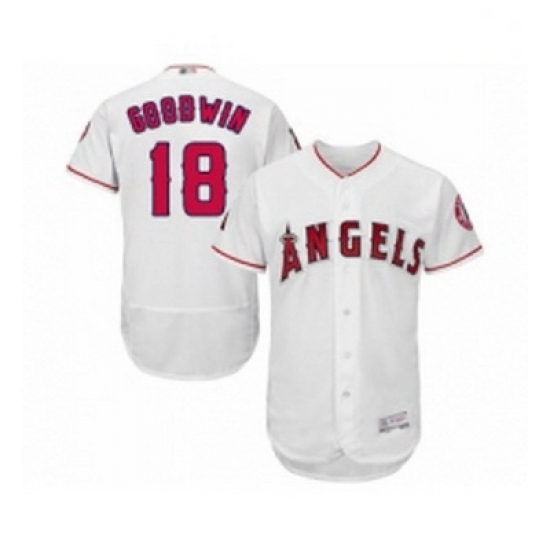 Mens Los Angeles Angels of Anaheim 18 Brian Goodwin White Home Flex Base Authentic Collection Baseball Jersey Mens Los Angeles Angels of Anaheim 18 Brian Goodwin White Home Flex Base Authentic Collection Baseball Jersey