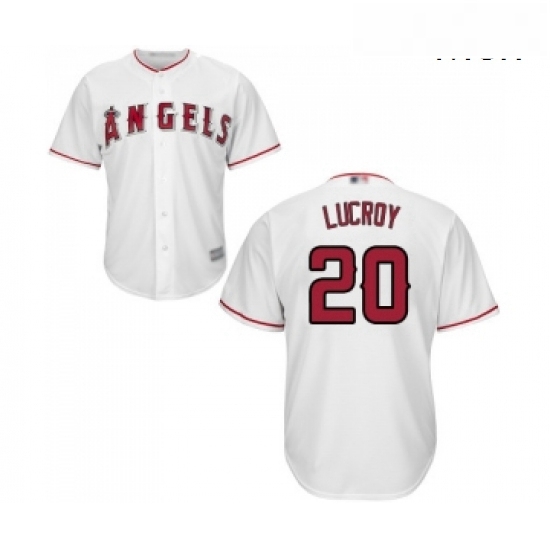 Mens Los Angeles Angels of Anaheim 20 Jonathan Lucroy Replica White Home Cool Base Baseball Jersey Mens Los Angeles Angels of Anaheim 20 Jonathan Lucroy Replica White Home Cool Base Baseball Jersey