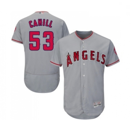 Mens Los Angeles Angels of Anaheim 53 Trevor Cahill Grey Road Flex Base Authentic Collection Baseball Jersey Mens Los Angeles Angels of Anaheim 53 Trevor Cahill Grey Road Flex Base Authentic Collection Baseball Jersey