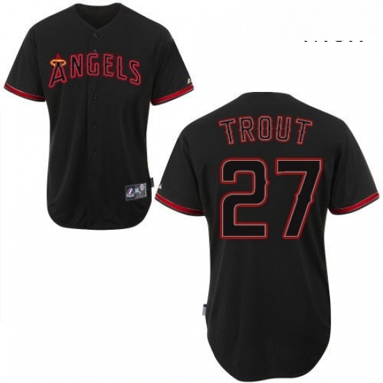 Mens Majestic Los Angeles Angels of Anaheim 27 Mike Trout Replica Black Fashion MLB Jersey Mens Majestic Los Angeles Angels of Anaheim 27 Mike Trout Replica Black Fashion MLB Jersey
