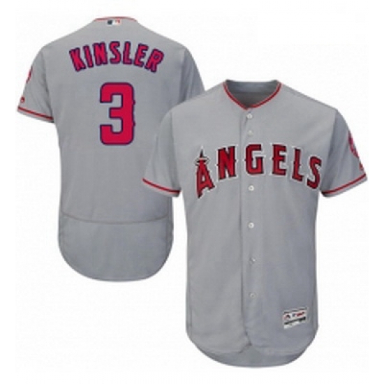 Mens Majestic Los Angeles Angels of Anaheim 3 Ian Kinsler Grey Road Flex Base Authentic Collection MLB Jersey Mens Majestic Los Angeles Angels of Anaheim 3 Ian Kinsler Grey Road Flex Base Authentic Collection MLB Jersey
