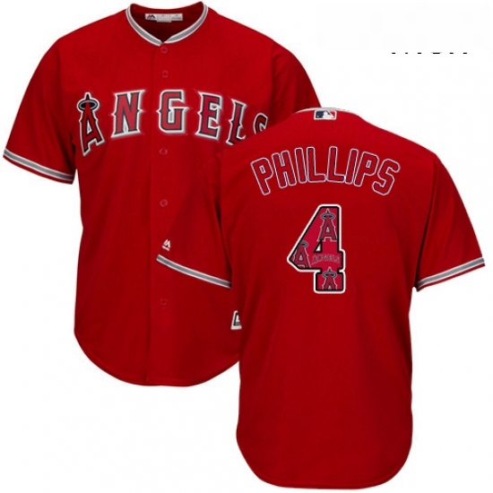 Mens Majestic Los Angeles Angels of Anaheim 4 Brandon Phillips Authentic Red Team Logo Fashion Cool Base MLB Jersey Mens Majestic Los Angeles Angels of Anaheim 4 Brandon Phillips Authentic Red Team Logo Fashion Cool Base MLB Jersey