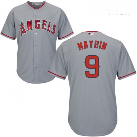 Mens Majestic Los Angeles Angels of Anaheim 9 Cameron Maybin Replica Grey Road Cool Base MLB Jersey Mens Majestic Los Angeles Angels of Anaheim 9 Cameron Maybin Replica Grey Road Cool Base MLB Jersey