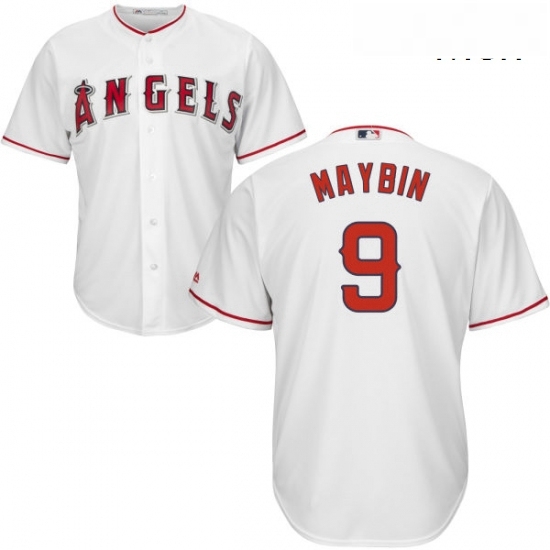 Mens Majestic Los Angeles Angels of Anaheim 9 Cameron Maybin Replica White Home Cool Base MLB Jersey Mens Majestic Los Angeles Angels of Anaheim 9 Cameron Maybin Replica White Home Cool Base MLB Jersey