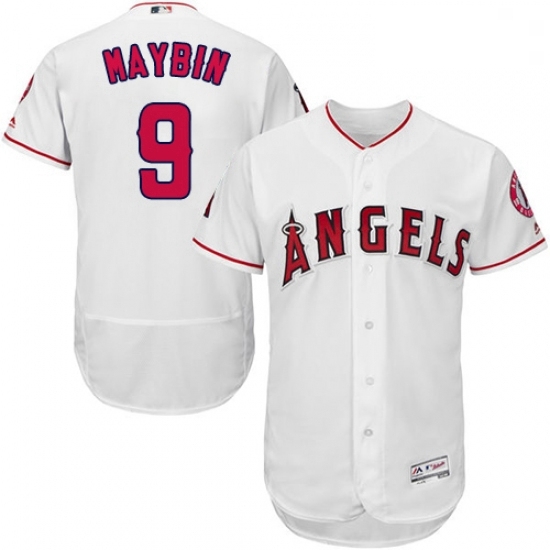 Mens Majestic Los Angeles Angels of Anaheim 9 Cameron Maybin White Flexbase Authentic Collection MLB Jersey Mens Majestic Los Angeles Angels of Anaheim 9 Cameron Maybin White Flexbase Authentic Collection MLB Jersey